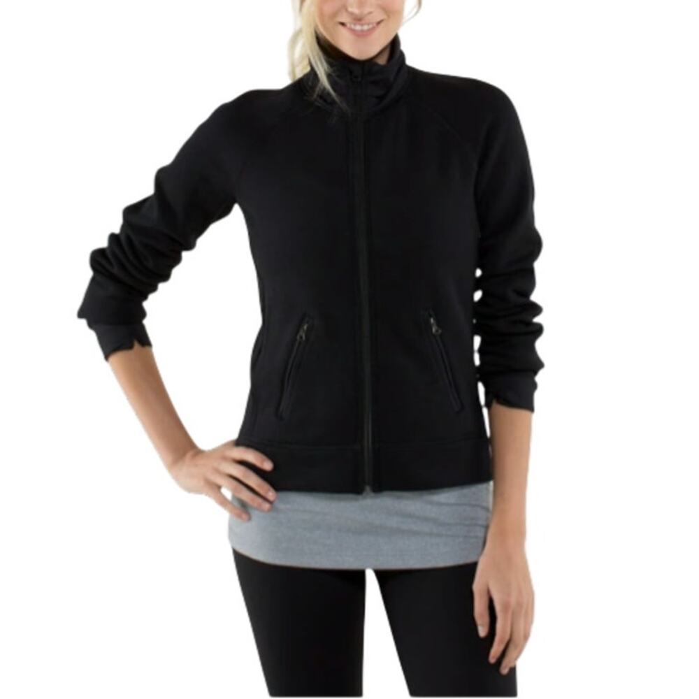 LULULEMON Keep It Cozy Full Zip Polartec Fleece Jacket Sz M Black Outdoor Cozy